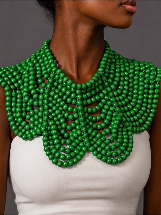 Jewelry - New! Coastal Green Beaded Collar Necklace NWOT